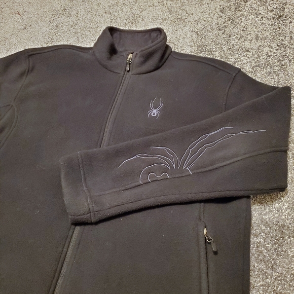 Spyder sweater Mens Large Black Full Zip Fleece Logo - Picture 2 of 12